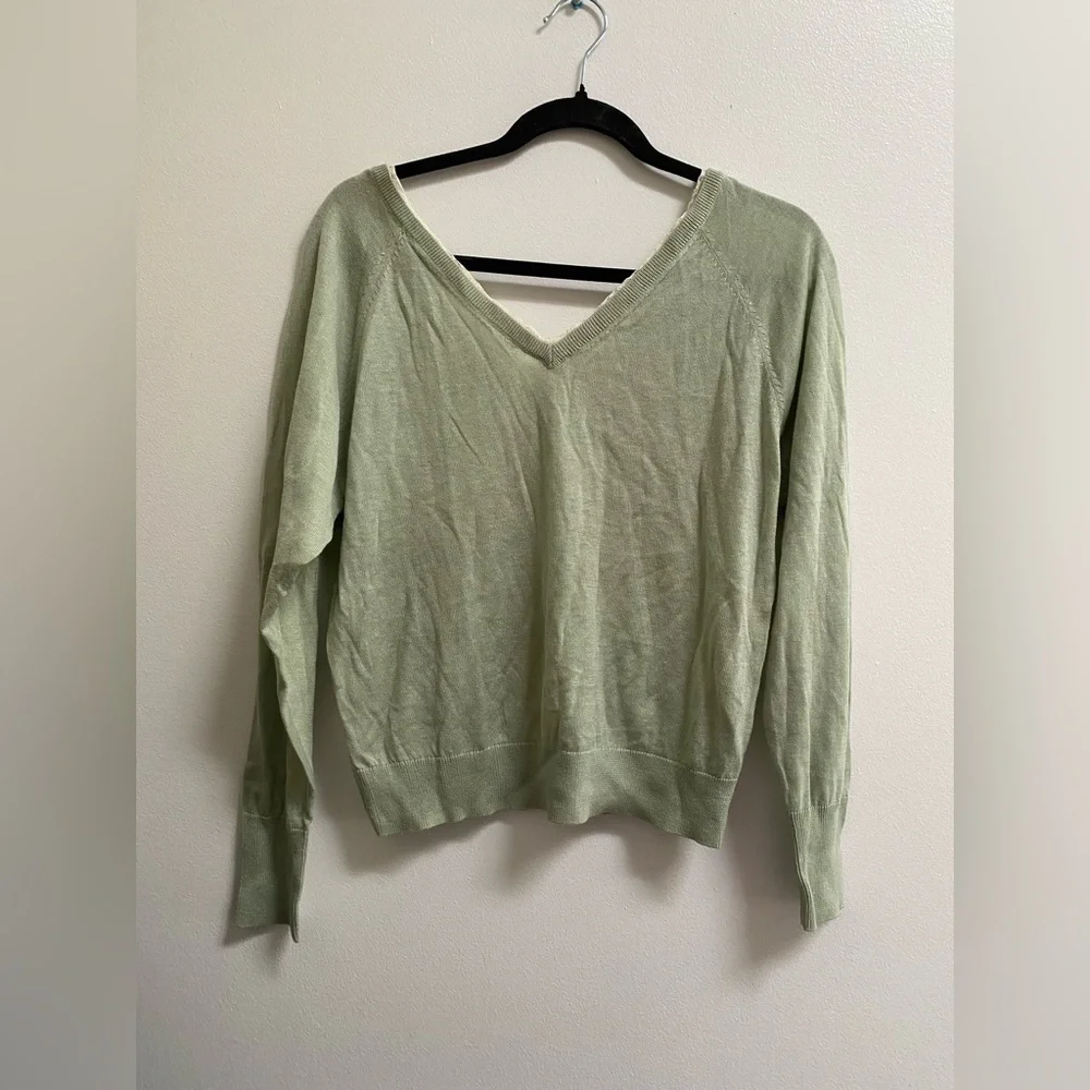 Zara Combination Knit Lace Trim V-Neck Sweater S - Picture 2 of 7